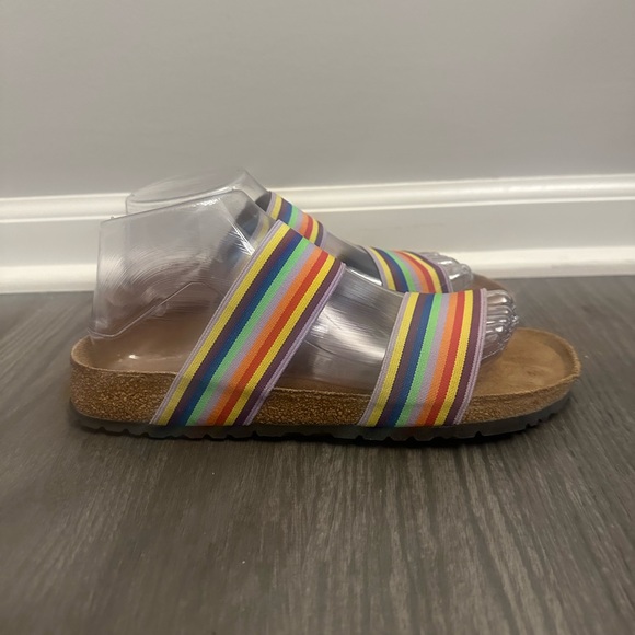Birkenstock Birkis Women’s Multi Colored Striped Slip On Sandals Size 7 - Picture 1 of 8